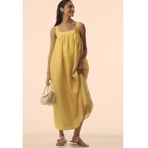 Anthropologie Pinnacle Shruti Sancheti Maxi Dress Yellow Preppy Resort Small NWT